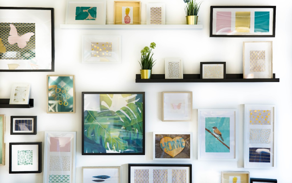 pictures hanging on a wall