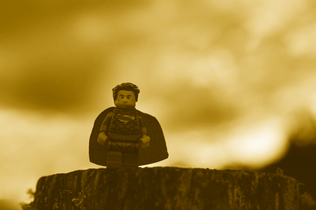 A lego person dressed as Superman